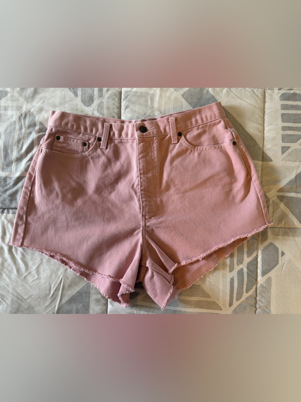 High-Rise Pink Denim Shorts